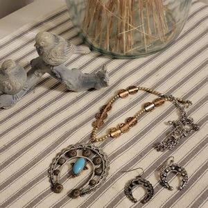 Handmade horseshoe necklace and earrings!